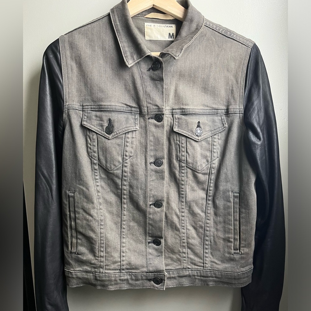 rag & bone jacket w/ leather sleeves
